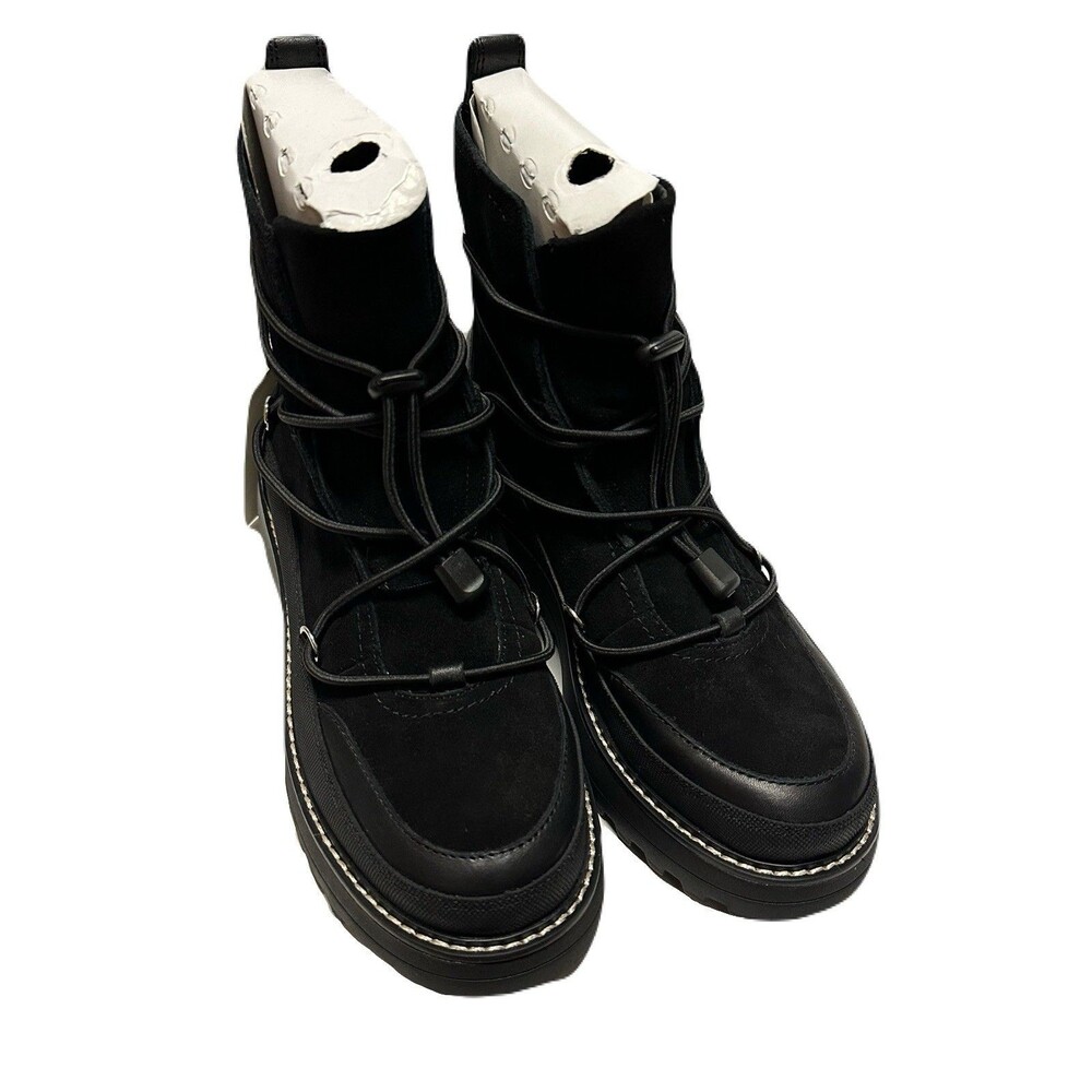 NEW Lucky Brand Womens Size 6.5 Caelia Pull On Black Suede Lug Sole Winter Boots - Picture 3 of 9